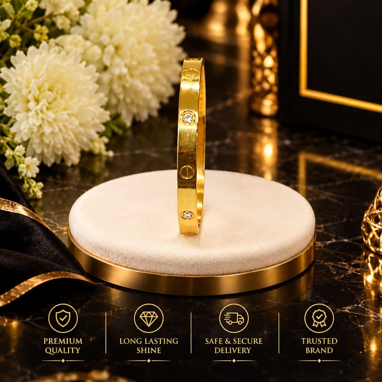 Cartier-Inspired 22K Gold Plated Bracelet 2